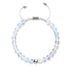 Rainbow White | Silver | Mermaid Glass Macrame Bead Bracelet